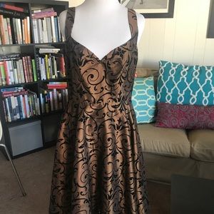Amazing Custom Bronze Dress w/ Black Velvet Design